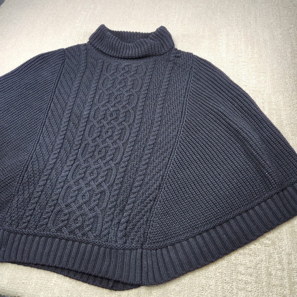 Aran Craft Sweater Poncho Women XL Merino Wool Cowl Neck Cable Knit Fisherman